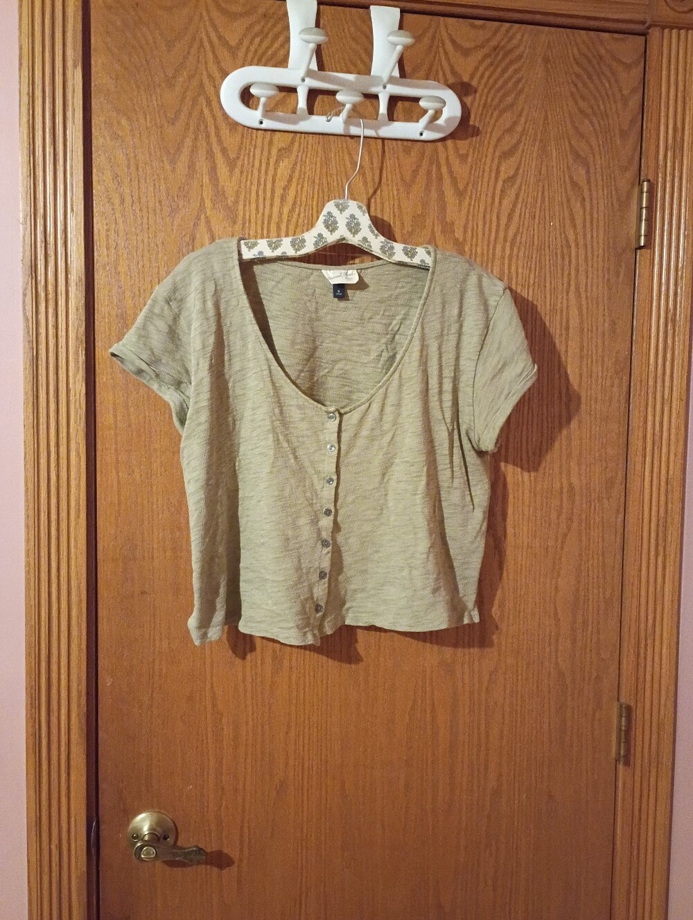 Universal Thread Button-Front Crop Knit Top